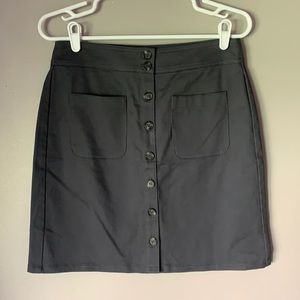 LOFT Women’s Petite Button Front Chino Gray Skirt